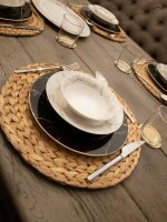 Serviesset 25-delig 'Fine Bone ' Porselein Zwart-Wit marmer goud - Afbeelding 3