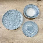 Servies set grijs wit 24 delig - 6 persoons