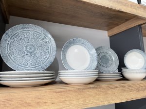 Servies set grijs wit 24 delig - 6 persoons - Afbeelding 5