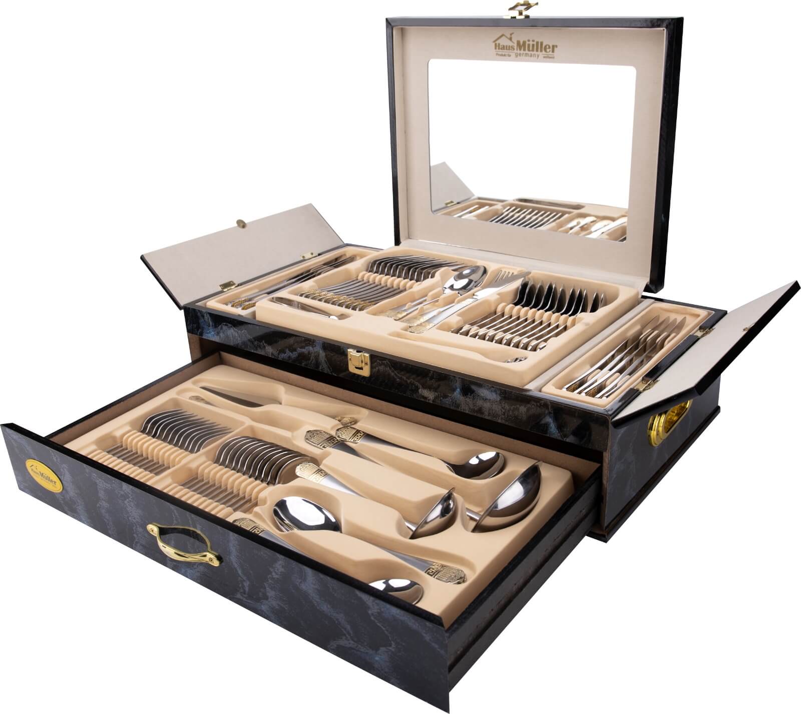 Bestekset 72 delig 12 persoons Zilver - goud - Afbeelding 2