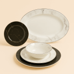 Zwart wit goud porselein marmer servies
